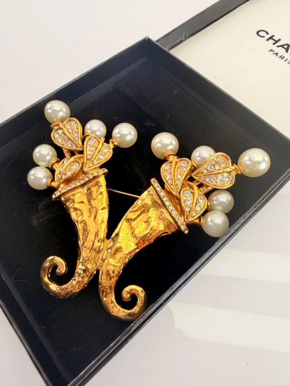 Vintage CHANEL Cornucopia Pearl Brooch Collectors Piece